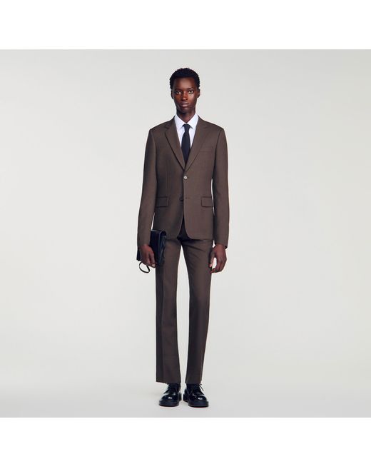 Sandro Gray Wool Suit Jacket for men