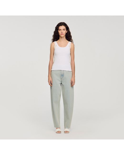 Sandro Gray Vest Top With Lace Detail