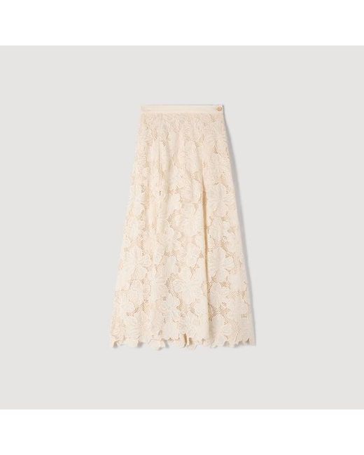 Sandro Natural Long Guipure Skirt