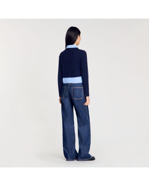 Pull court en laine et cachemire Sandro en coloris Blue