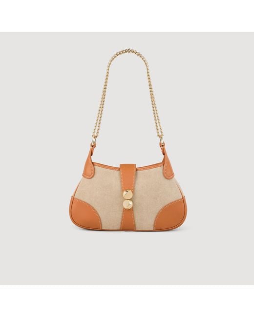 Sandro Natural Janet Canvas And Leather Bag