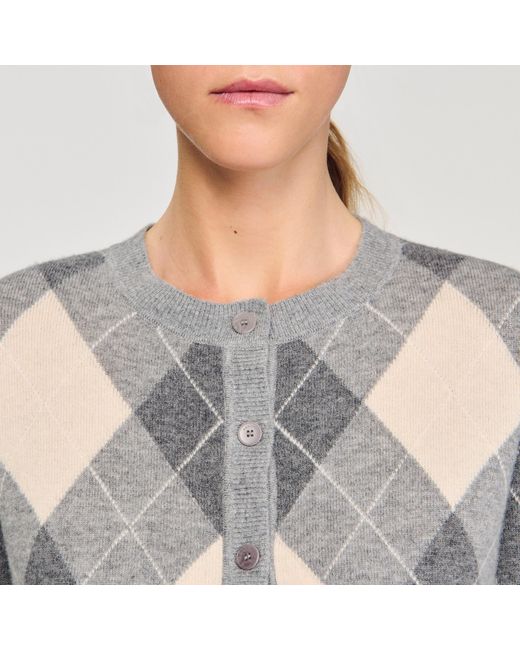 Cardigan à motifs losanges Sandro en coloris Blue