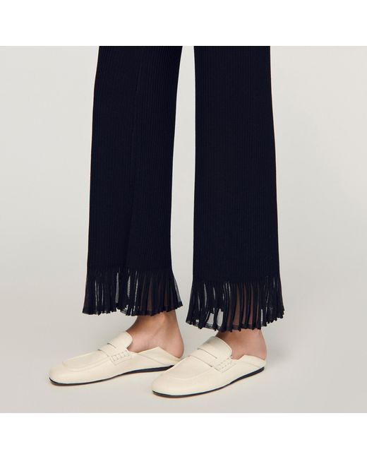 Sandro Blue Ruffled Knit Trousers