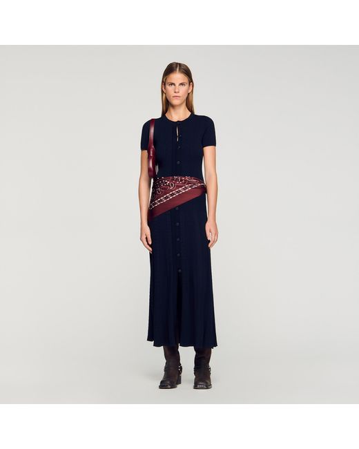 Sandro Blue Knit Maxi Dress