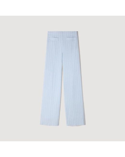 Sandro Blue Striped Sequin Trousers