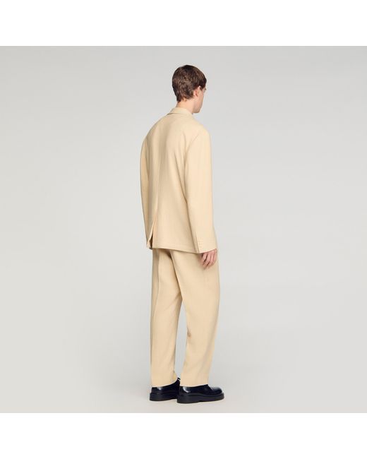 Sandro Natural Oversized Linen Suit Jacket for men