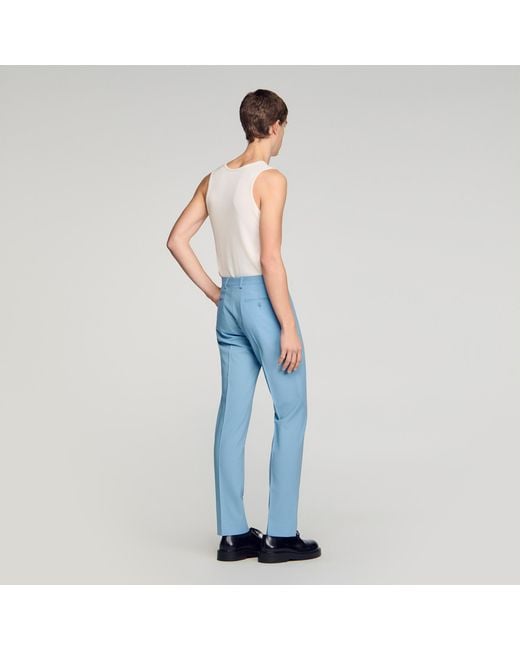 Sandro Blue Wool Suit Trousers for men