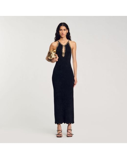 Sandro Beaded Maxi Dress in Blue | Lyst UK