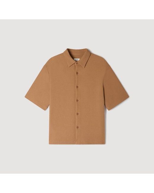 Sandro Natural Textured Shark Collar Shirt for men