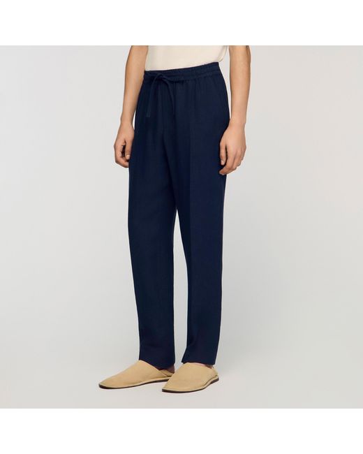 Sandro Blue Straight-Leg Linen Trousers for men