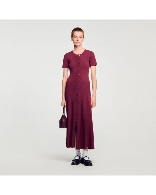 Sandro Red Knit Maxi Dress