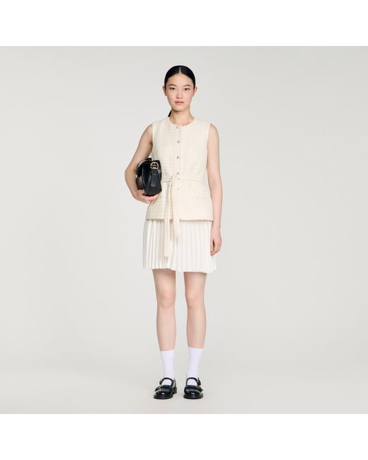 Sandro Natural Two-Material Short Dress