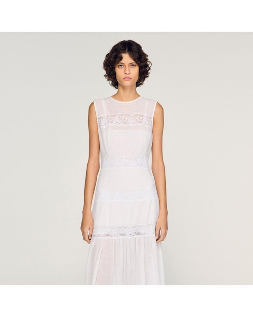 Sandro White Crepon Maxi Dress