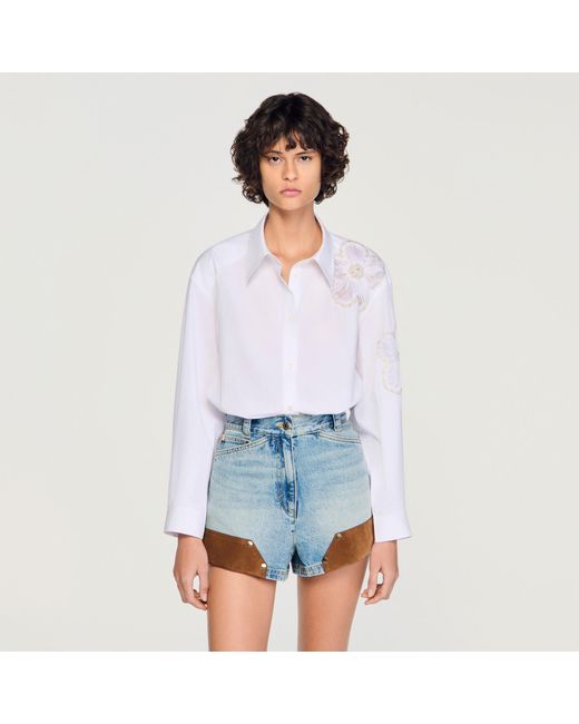 Sandro Blue Embroidered Shirt