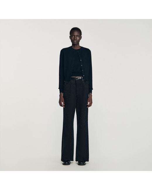 Sandro Blue Ruffled Cardigan