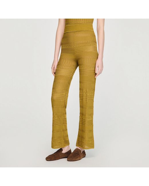 Sandro Metallic Pointelle Knit Trousers