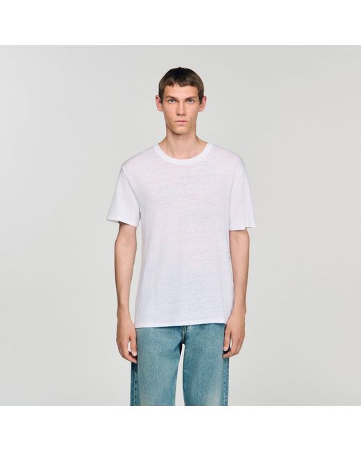 Sandro White Certified Linen T-Shirt for men