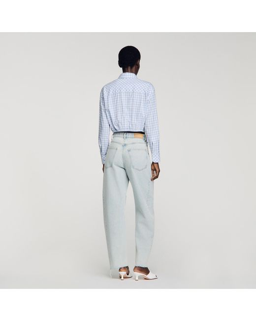 Sandro Blue Faded Barrel Cotton Jeans