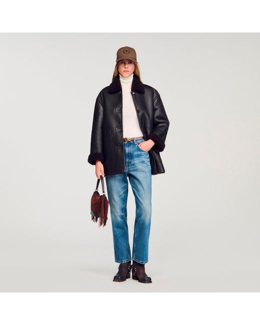 Sandro Blue Shearling Coat