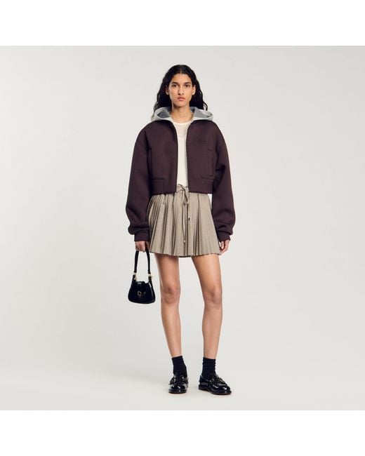 Sandro Red Hooded Sweatshirt Jacket