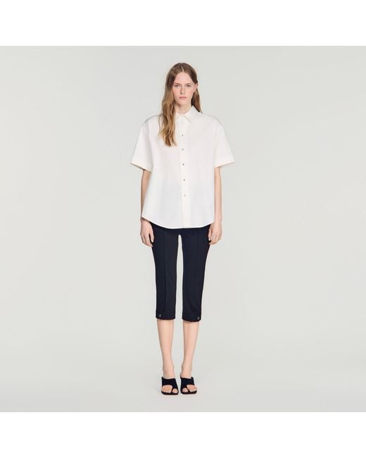 Sandro White Pleated Back Shirt