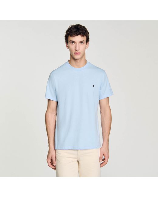Sandro Blue T-Shirt With Square Cross Patch for men
