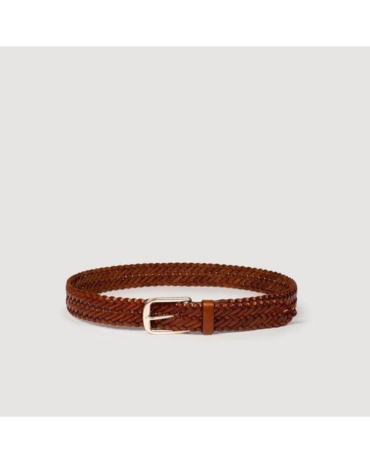Sandro Brown Braided Leather Belt for men