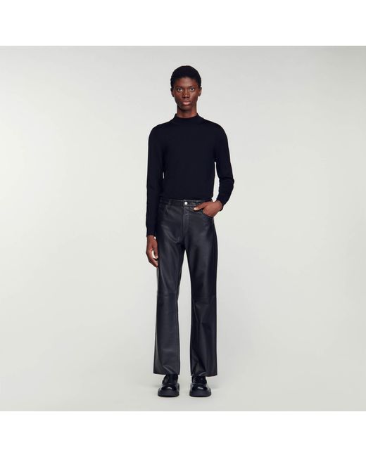 Sandro Blue Leather Trousers for men