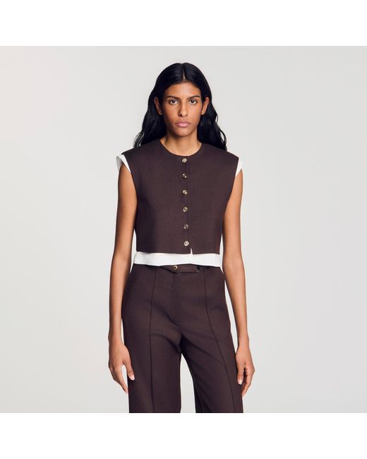 Sandro Blue 2-In-1 Wool Crop Top