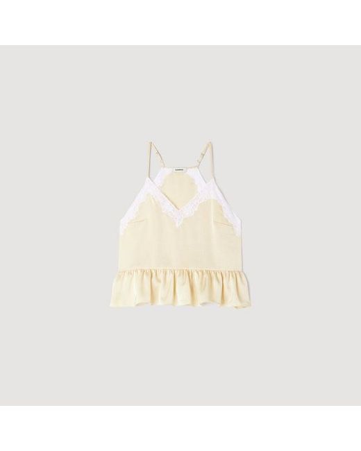 Sandro White Ruffled Top
