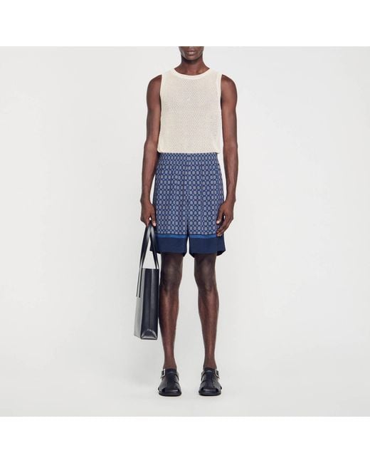 Sandro Blue Patterned Bermuda Shorts for men