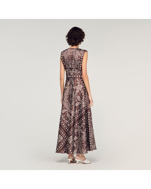 Sandro Multicolor Bandana-Print Maxi Dress