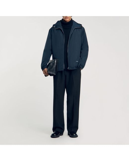 Sandro Blue Hooded Jacket for men