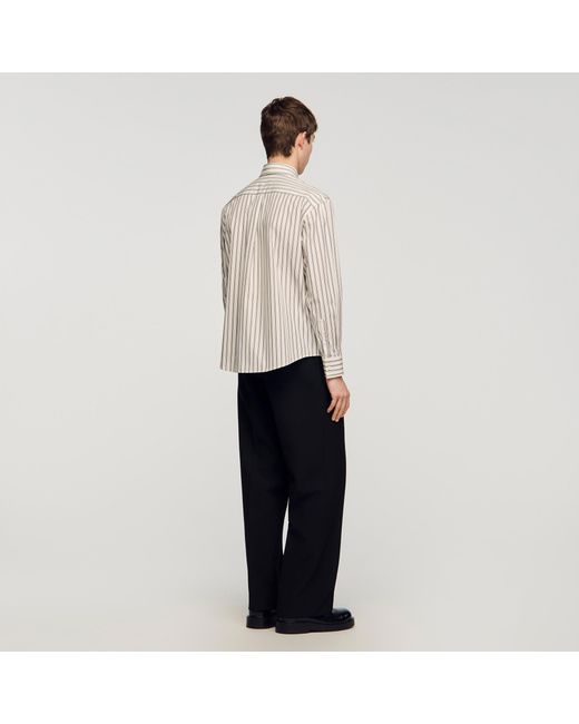Sandro White Striped Cotton Shirt for men