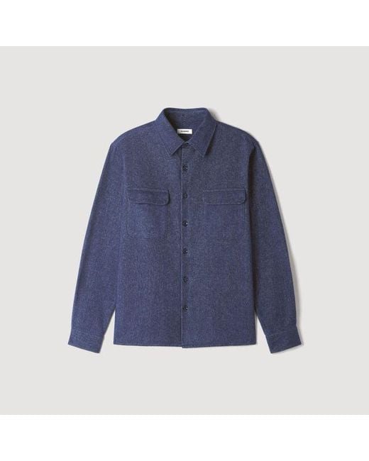 Sandro Blue Cotton Flannel Shirt for men