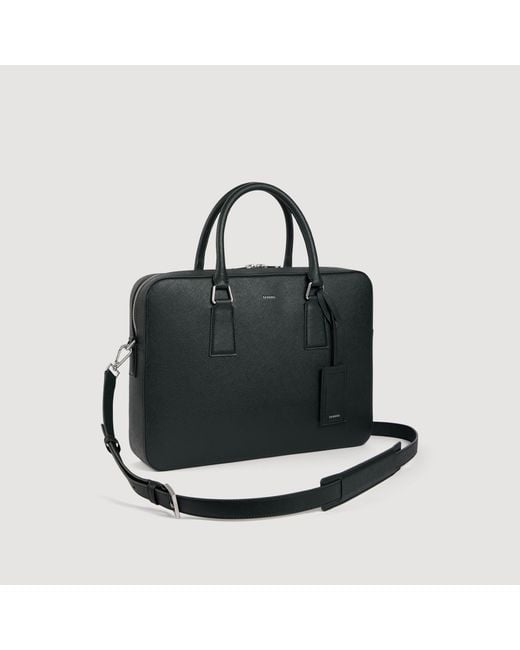 Sandro Black Large Synthetic Leather Briefcase for men