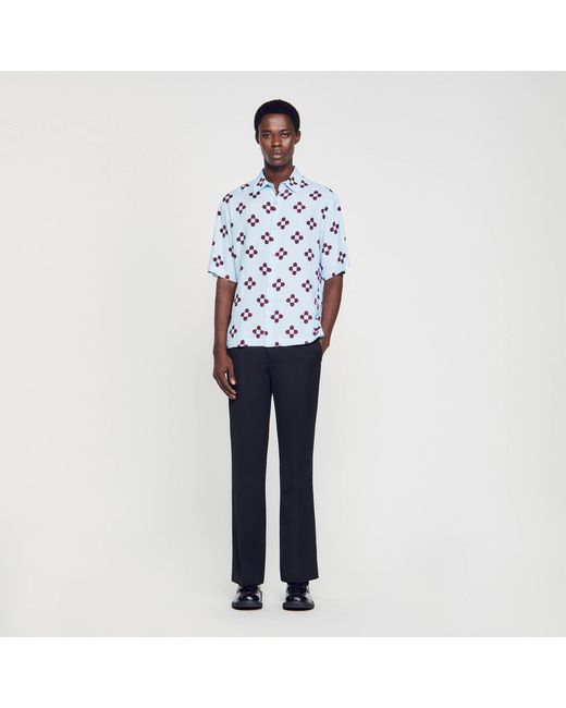 Chemise cross flower manches courtes Sandro pour homme en coloris Bleu Lyst