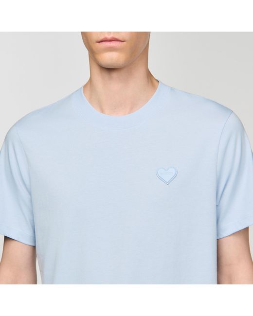 Sandro White T-Shirt With Heart Patch for men