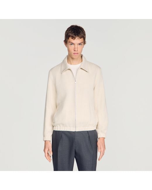 Sandro Blue Cotton Zip-Up Jacket for men