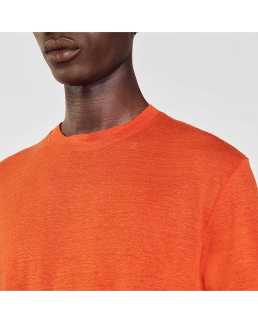 Sandro Orange Certified Linen T-Shirt for men