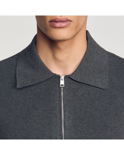 Sandro Blue Zip-Up Knit Cardigan for men