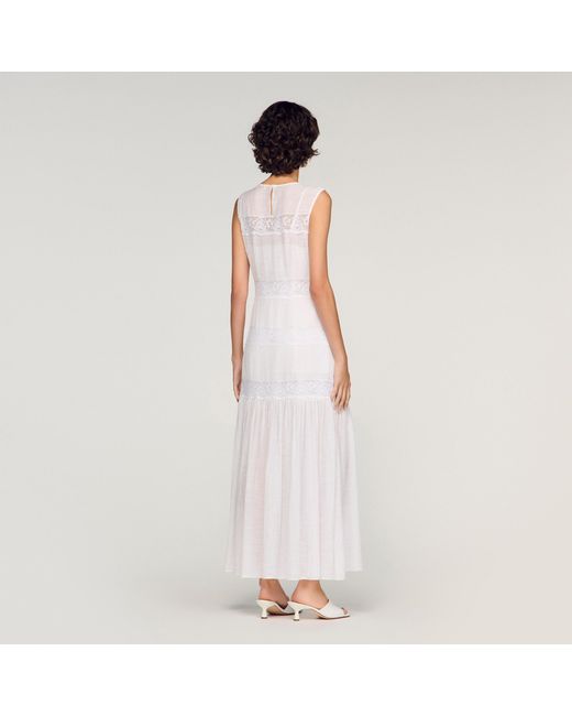 Sandro White Crepon Maxi Dress