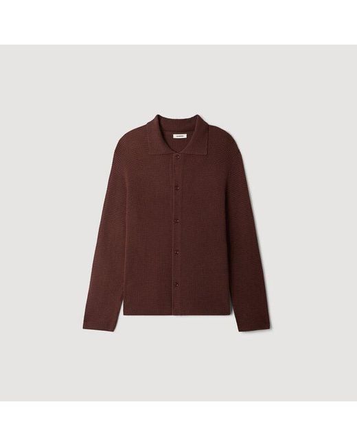 Sandro Red Waffle-Knit Shirt for men