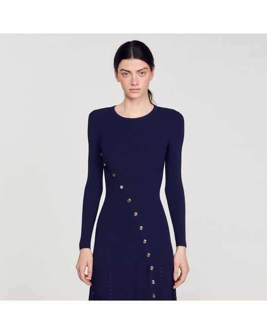 Sandro Blue Knit Midi Dress