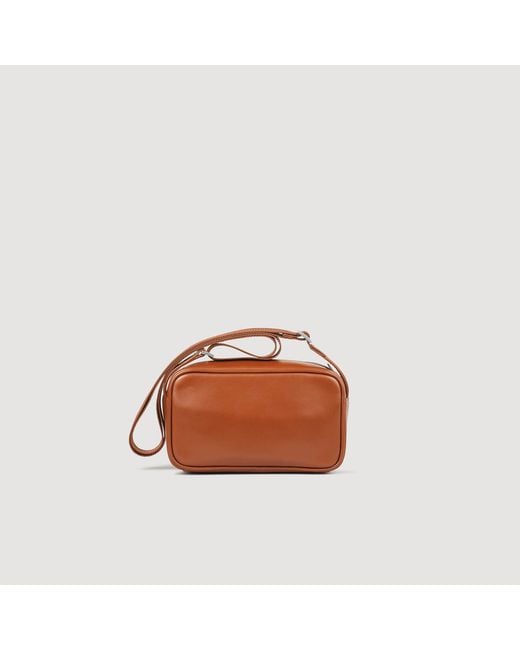 Sandro Brown Small Smooth Leather Bag for men
