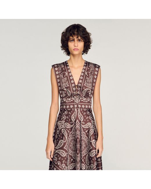 Sandro Multicolor Bandana-Print Maxi Dress