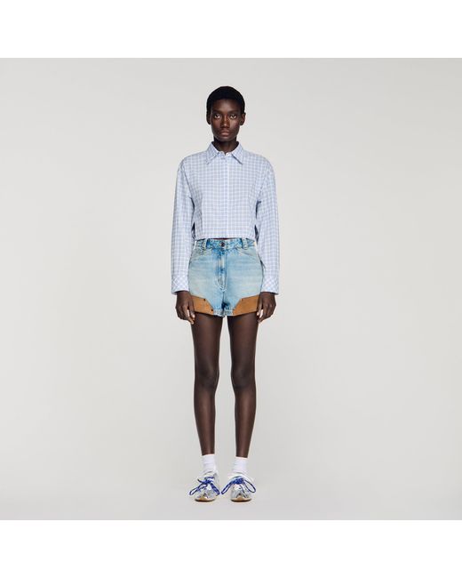 Sandro Blue Short Checked Shirt