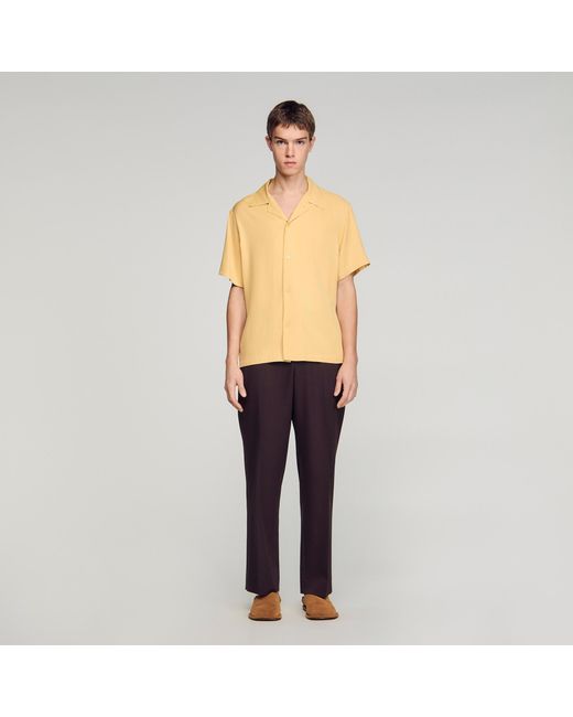 Sandro Metallic Loose-Fit Shark Collar Shirt for men