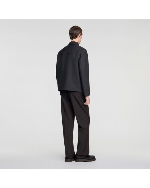 Sandro Black Straight Zip-Up Jacket for men