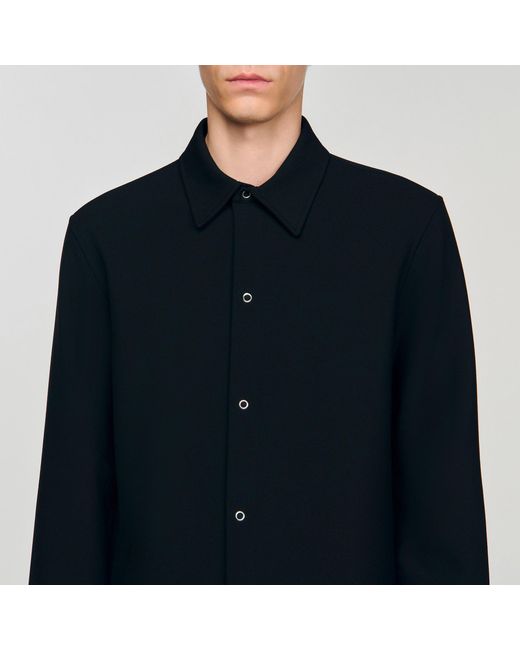 Sandro Blue Long-Sleeved Jersey Shirt for men